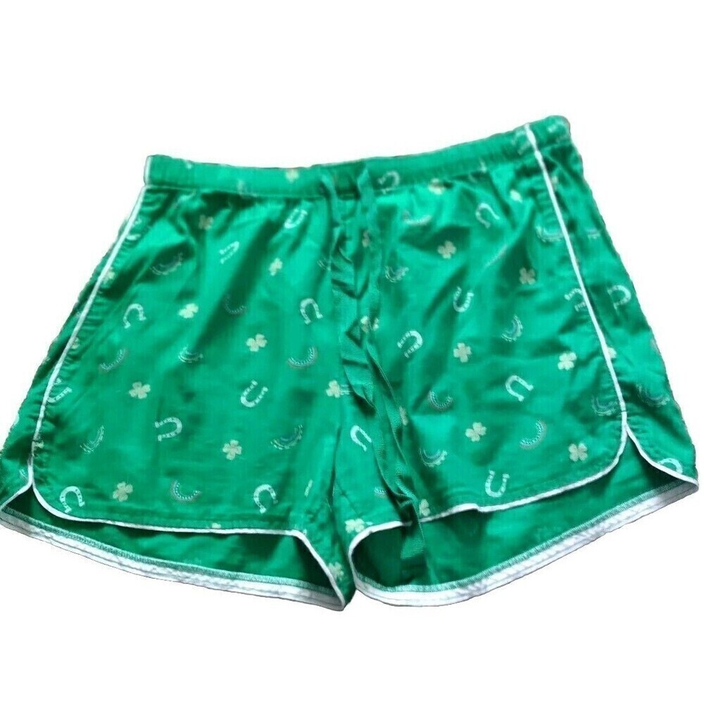 LOFT Green Pajama Shorts with White Trim